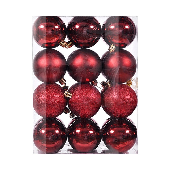 Karácsonyi gömbök 24 db 60mm törésálló többszínű szett