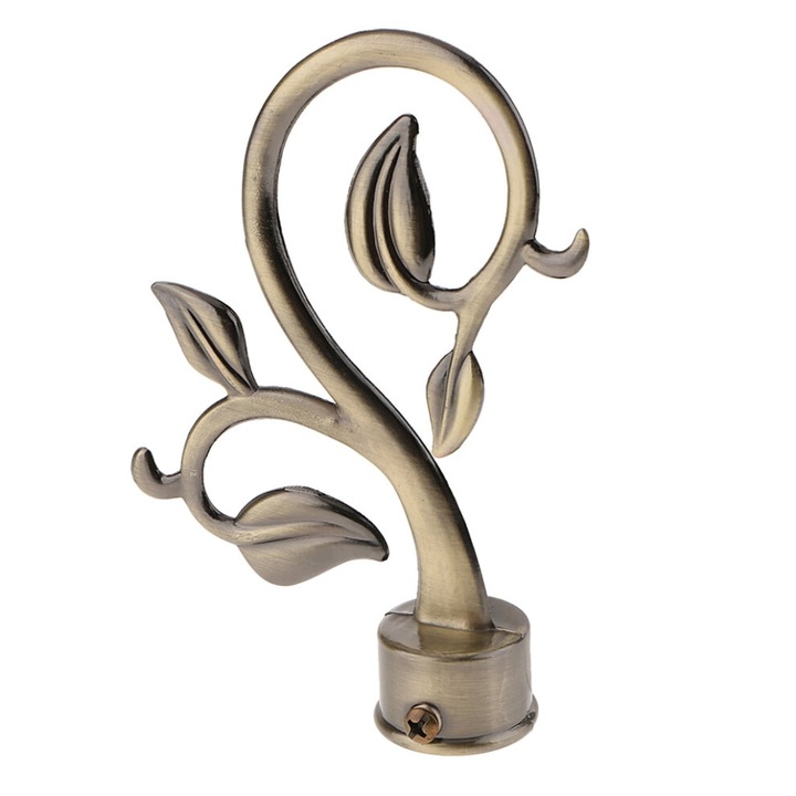 Capete pentru bara perdea, 28mm, aluminiu, bronz, 10x14cm