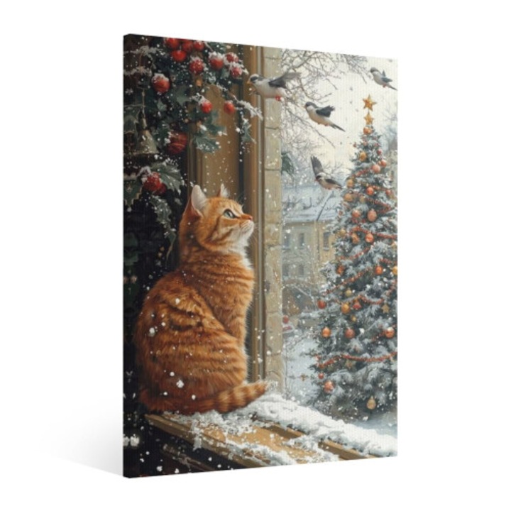 Tablou vintage Craciun, decor retro, multicolor, 40x60cm
