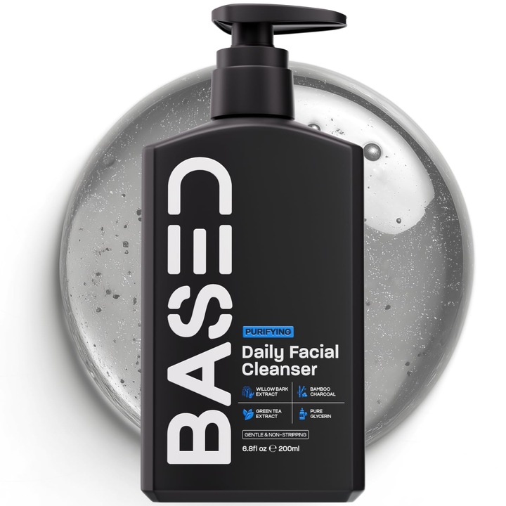 BASED napi arctisztító gél férfiaknak – Eltávolítja a szennyeződéseket anélkül, hogy irritálná a bőrt (6.8 fl oz, 1 flakon)