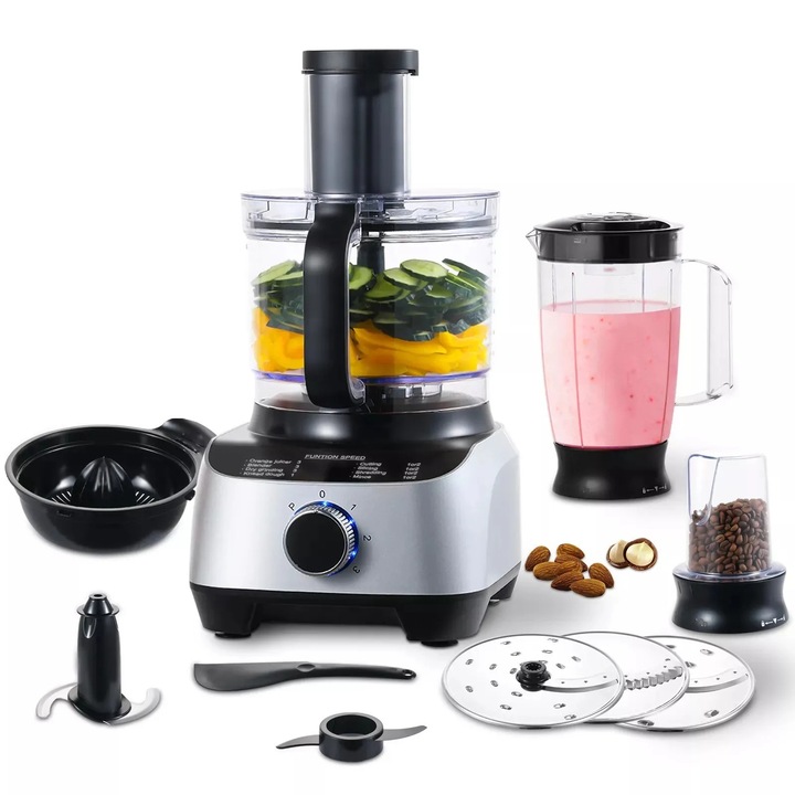 Robot de bucatarie, YYFP410, 500 W, Bol 3, 3 l, Feliere, 220 V priza UE, Spatula inclusa