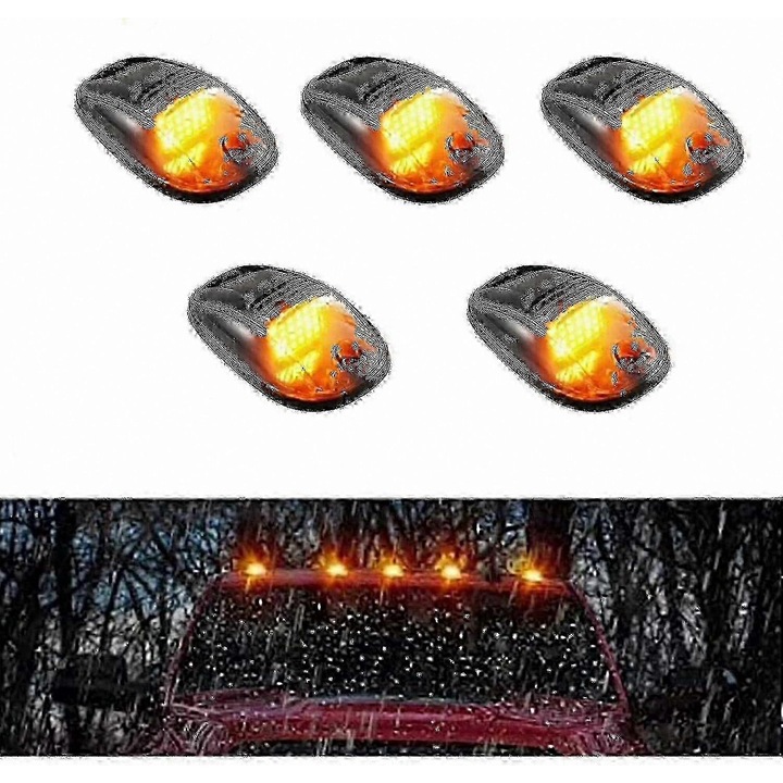 5 db LED-es napelemes lámpa szett teherautó fülkéhez, vezeték nélküli, vízálló, 9 sárga LED, 15x5x3cm
