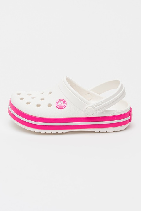 Crocs, Saboti slingback flatform Crockband, Alb/Fucsia