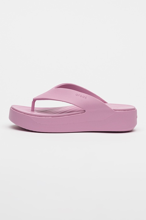 Crocs, Papuci flip-flop flatform cu logo Getaway, Roz orhidee, 37-38