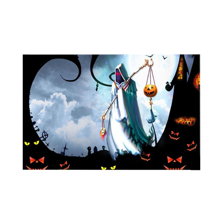 Halloween bejárati szőnyeg, vérző koponya, 40x60cm, poliészter