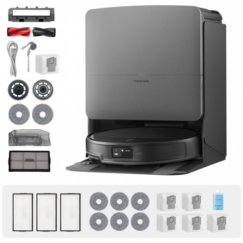 Aspirator robot Roborock Saros 20 Complete Black, 65 W, 36 000 Pa, 259 ml/2, 5 l, AdaptiLift 3.0, Curatare uscata si umeda, StarSight 2.0, autonomie de 200 minute, Negru