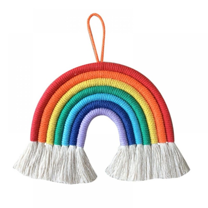 Decoratiune suspendata curcubeu bumbac multicolor 28x27cm