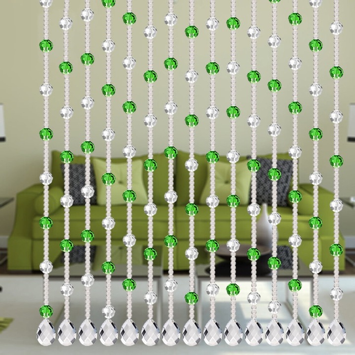 Üveggyöngy függöny, 2 panel, 213x84cm, átlátszó