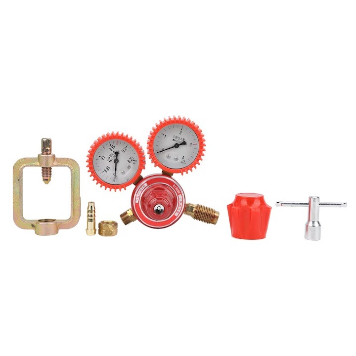 Acetilén nyomáscsökkentő, sárgaréz test, 0-40 kg/cm2 és 0-2.5 kg/cm2