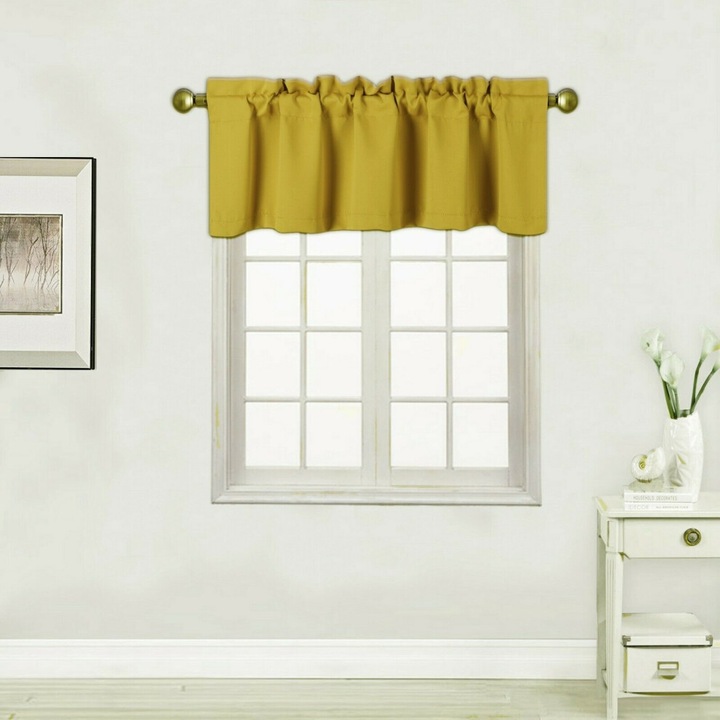 Perdea valance cu buzunar pentru draperie, 54x18 inch, alb