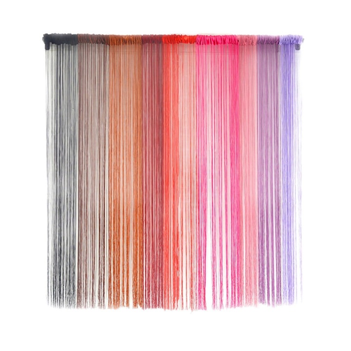 Gyöngyös és bojtos függöny, átlátszó panel, többszínű, 90x200cm