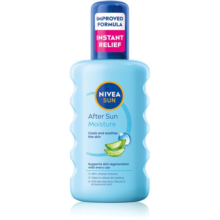 Spray After Sun NIVEA SUN pentru dupa bronzat, cu Aloe Vera si Acid Hialuronic, hidratare 48h, efect racoritor, 200 ml