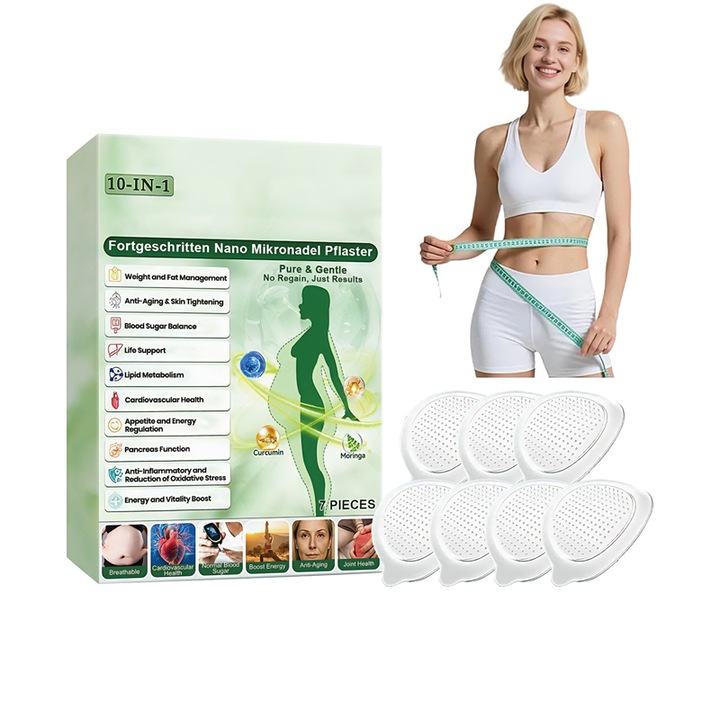 Plasturi de slabit 10 in 1, plasturi naturali cu moringa si berberina, material prietenos cu pielea, potriviti pentru toate tipurile de corp, 7 plasturi