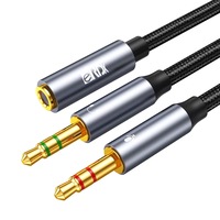 Adaptor Audio Splitter eRDX® – Jack 3.5mm TRRS Mama la 2x Jack Tata, 24cm, CTIA, Headset / PC / Laptop
