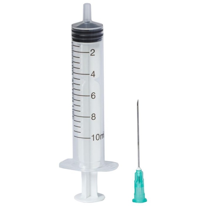 Set 100 bucati Seringi 10 ml Luer Slip cu 3 componente si ac detasabil G21 X 1 1/2'' (0.8 mm X 38mm)