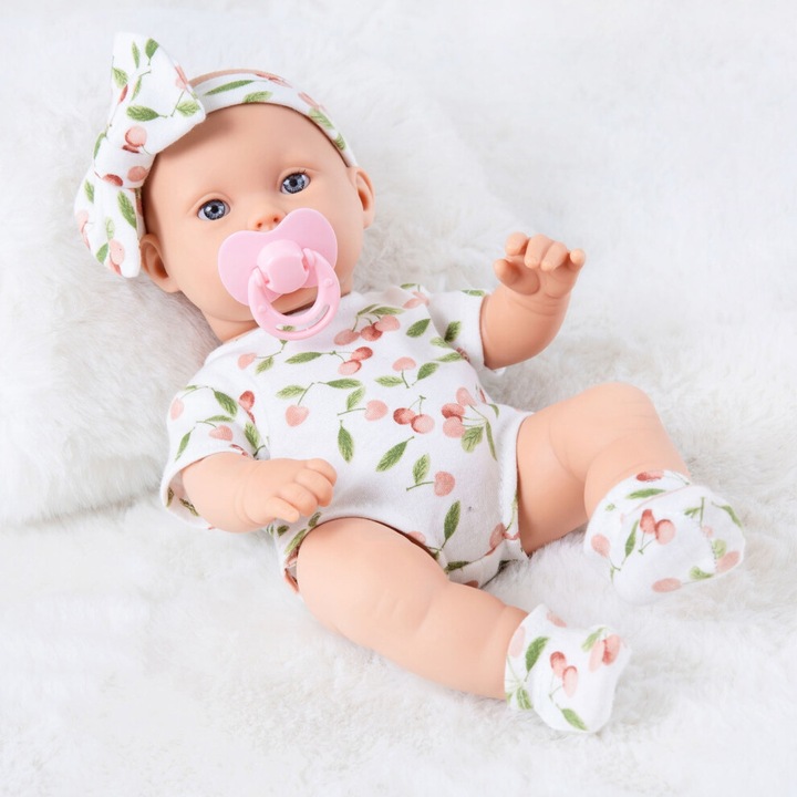 Кукла Reborn 30см със залъгалка и лигавник, мека гума, черна