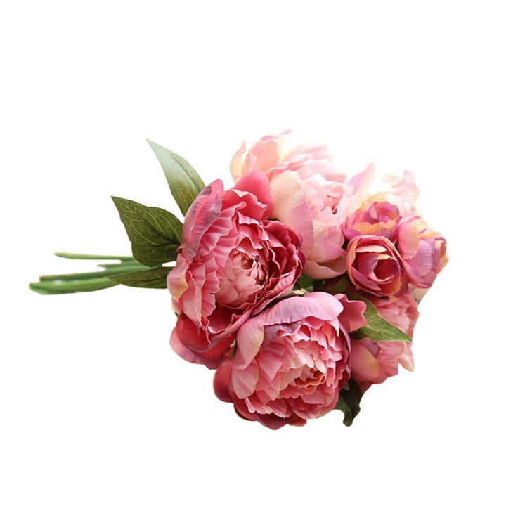 Buchet bujori artificiali matase, 31cm, multicolor