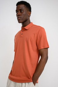 CALVIN KLEIN, Tricou polo din bumbac cu monograma brodata discreta, Portocaliu stins, M