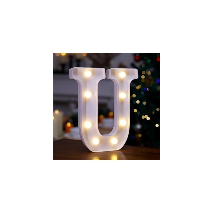 Litere LED luminoase, set A-Z si 0-9, plastic, alb, 16.7x21.8x4 cm