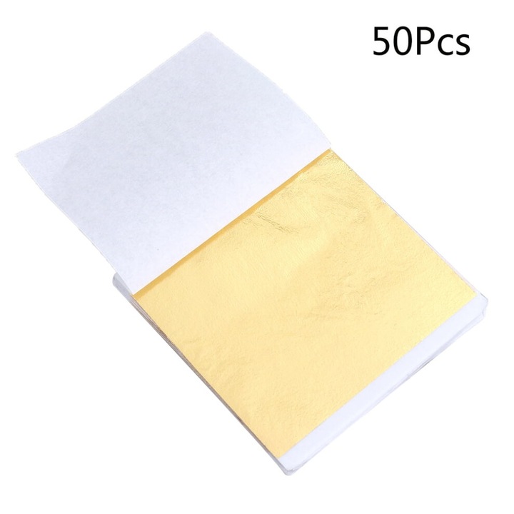 Foi de hartie aurie, 50 buc, 8x8.5cm, folie imitatie aur, auriu