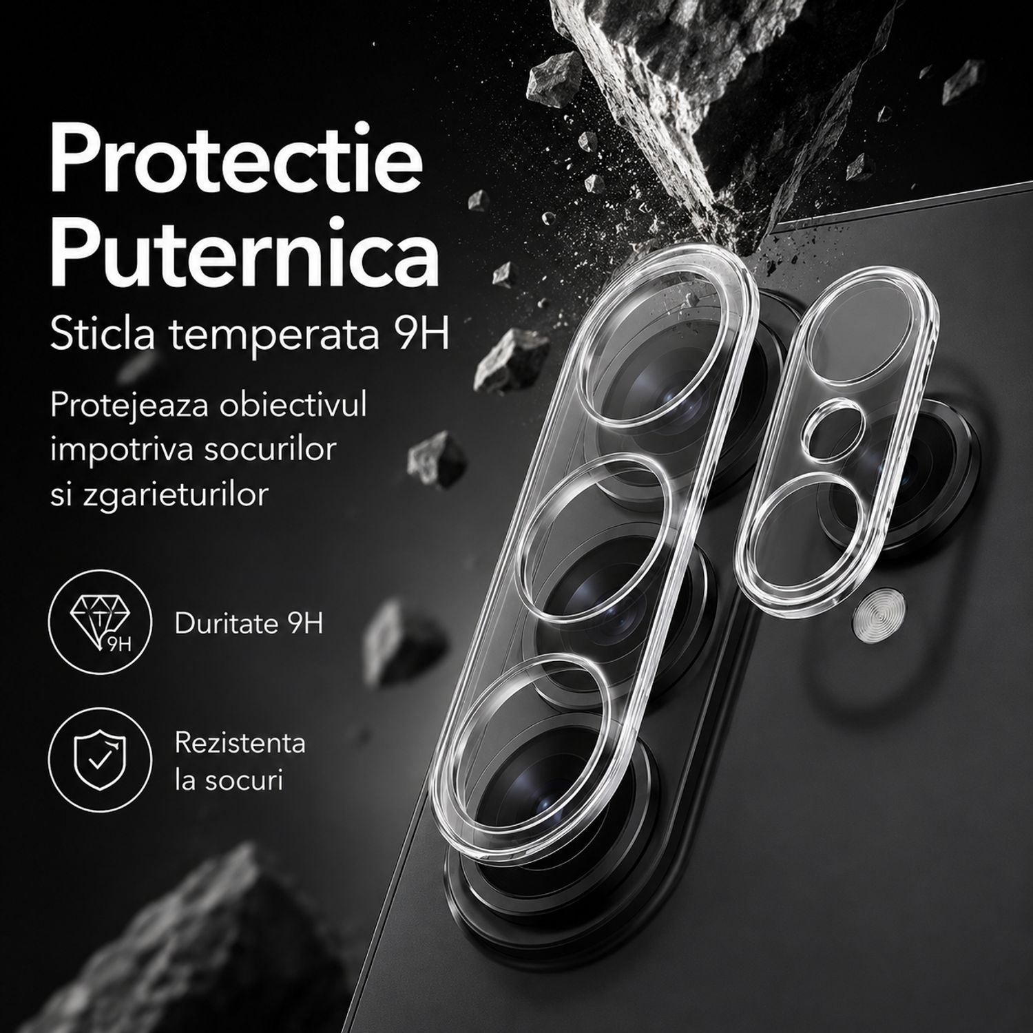 Folie Protectie Camera pentru Samsung Galaxy S26 Ultra Din Sticla Securizata, Protectie Integrala Lentila, Design Integrat Anti Zgarieturi, Accesorii Telefoane Premium, Transparent