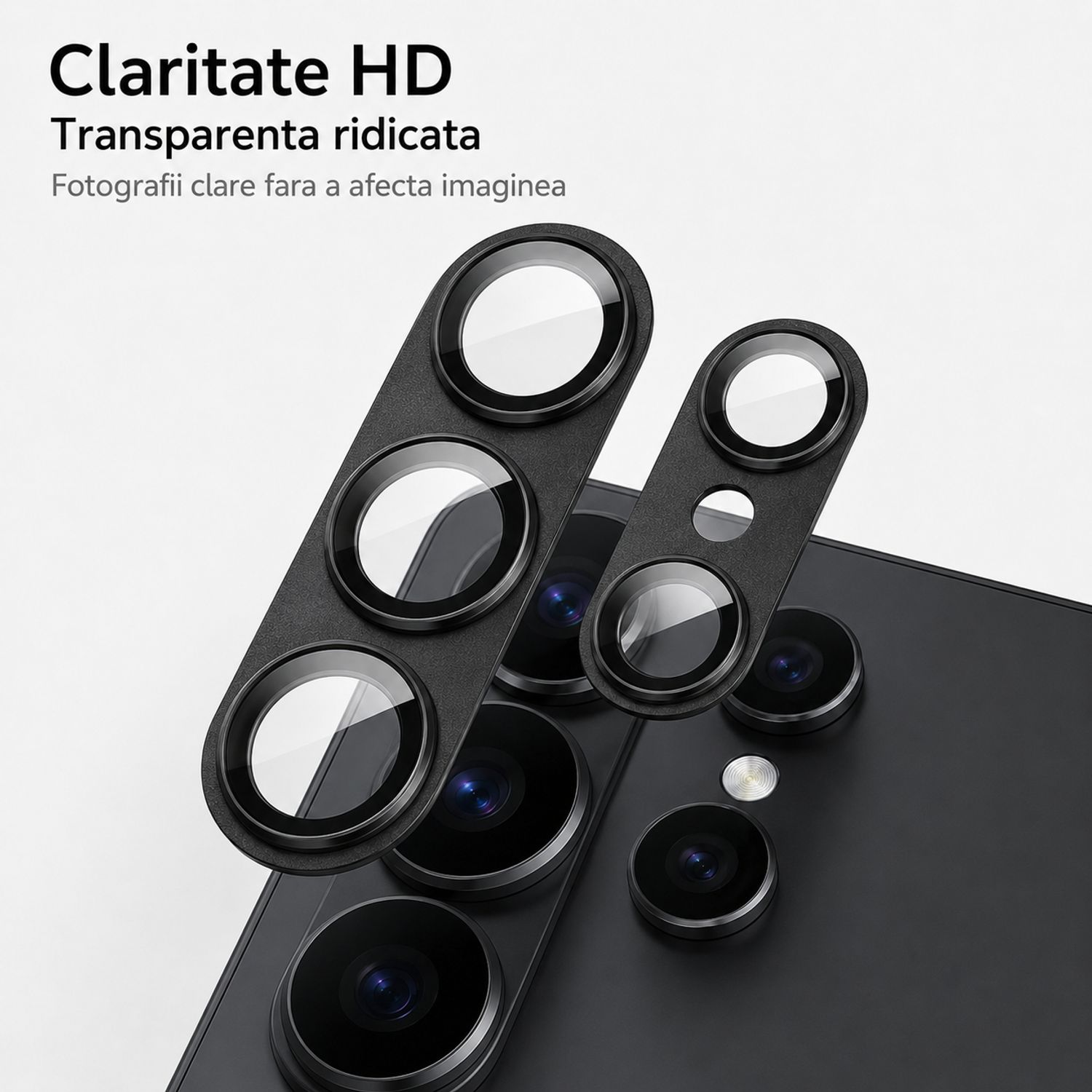 Folie Protectie Camera Pentru Samsung Galaxy S26 Ultra Ultra HD Din Sticla Securizata, Design Integrat Protectie Lentila, Carcasa Protectie Obiectiv Anti Amprente, Negru Mat