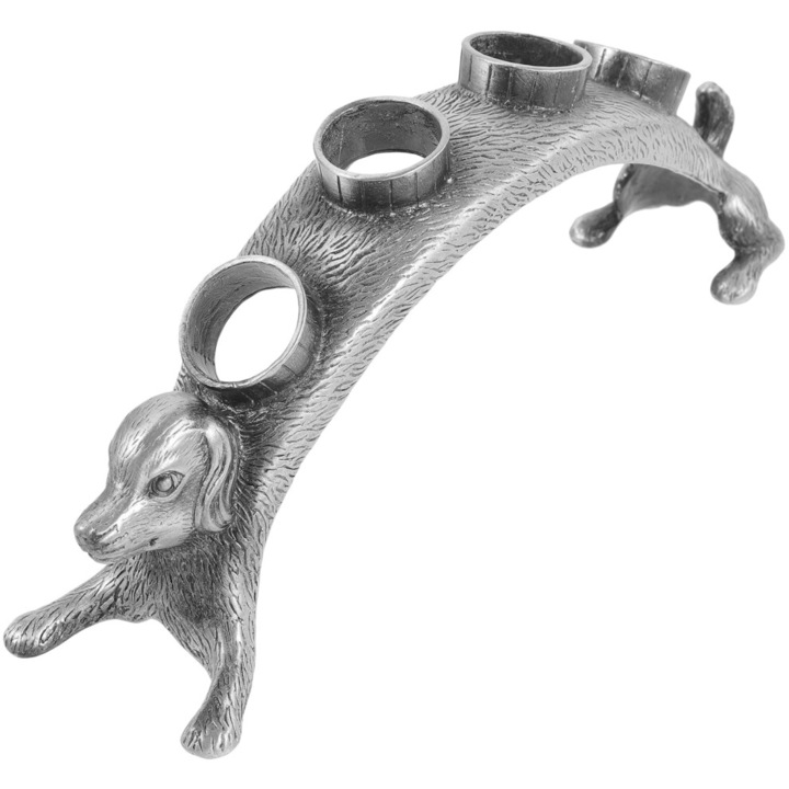 Suport metalic pentru dopuri, design caine, argintiu, 19x8x3.5cm