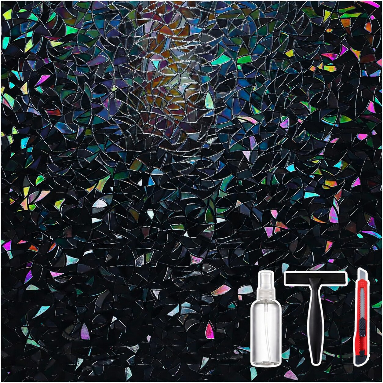 Folie Geam Intimitate Neagra, Efect Curcubeu 3D, Autocolant Decorativ ...
