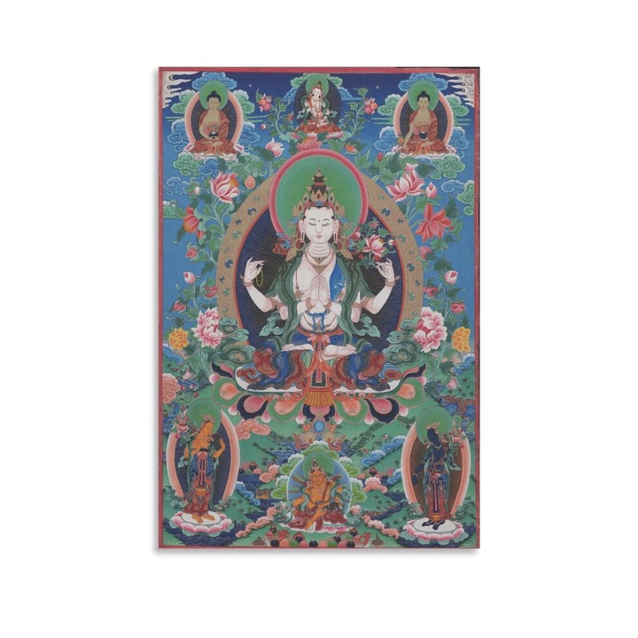 Vászonkép Fehér Tara, tibeti művészet, fehér, 20x30cm