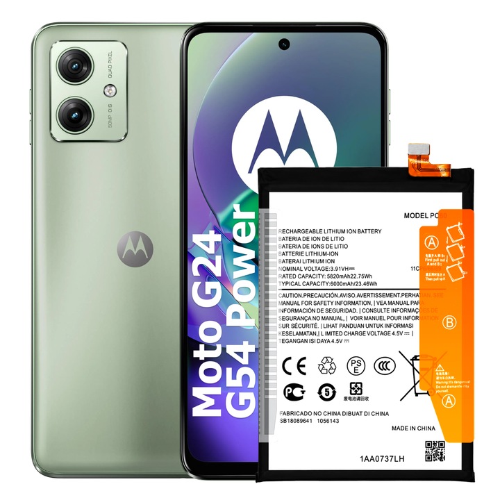 PC60 akkumulátor Motorola Moto G24 / G54 Power készülékhez, 6000 mAh, Új akkumulátor