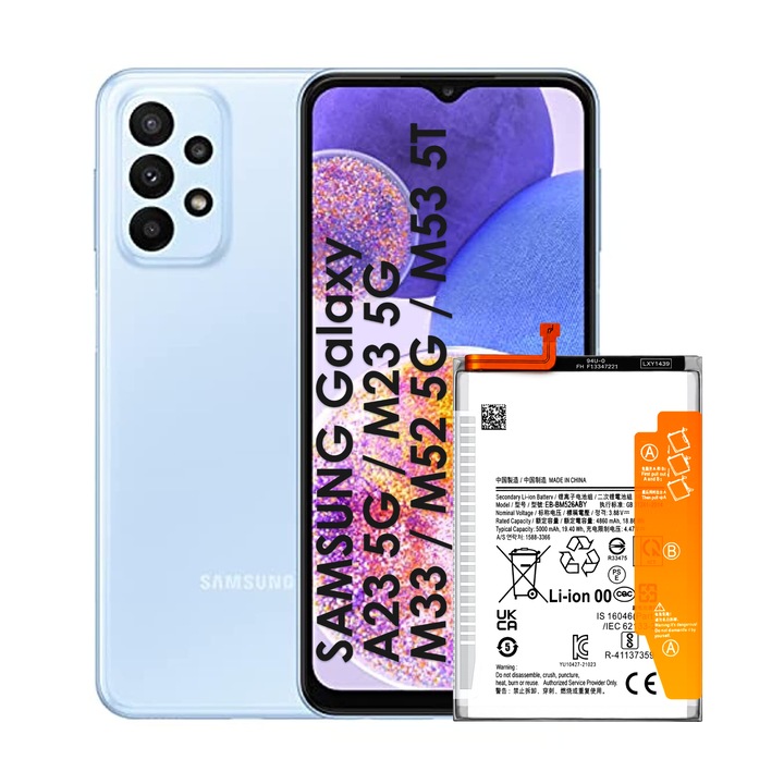 EB-BM526ABY akkumulátor Samsung Galaxy A23 M23 M52 M53 5G / M33 5000 mAh-hoz