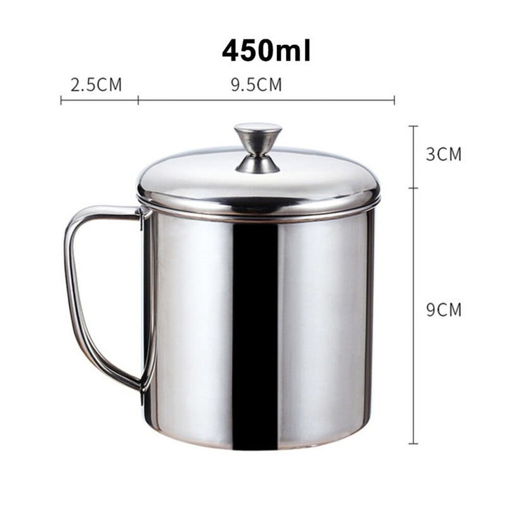 Cana inox 450ml pentru apa lapte cafea ceai camping calatorie