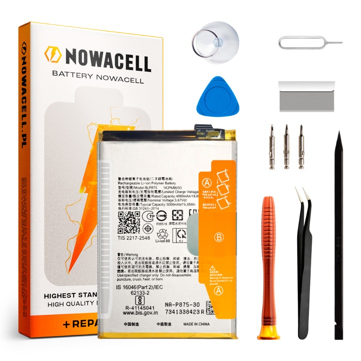 BLP875 akkumulátor készlet Realme 9 5G, C55 Q3S, Narzo 50 4G 5G 5000 mAh Új