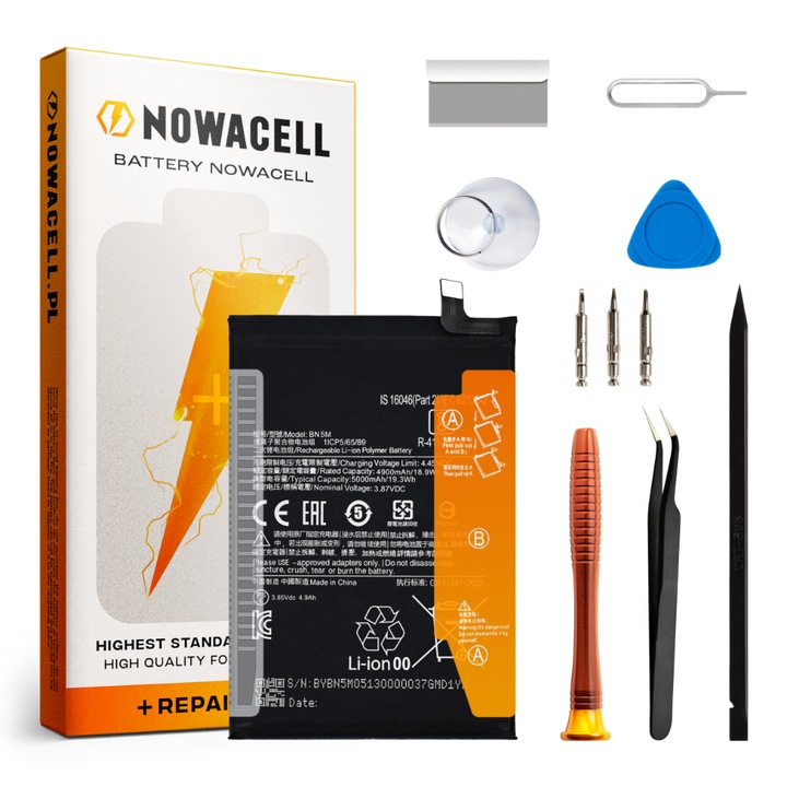 BN5M akkumulátor készlet Xiaomi Redmi Note 12 4G 5000 mAh NOWACELL akkumulátorhoz