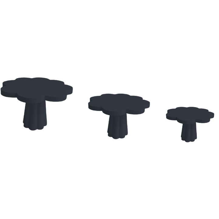 Prémium süteménytartó szett, 3 darab, Cake Stand típus, Innovatív virág alakú design, 170 x 110 mm, 200 x 129 mm, 230 x 149 mm - fekete
