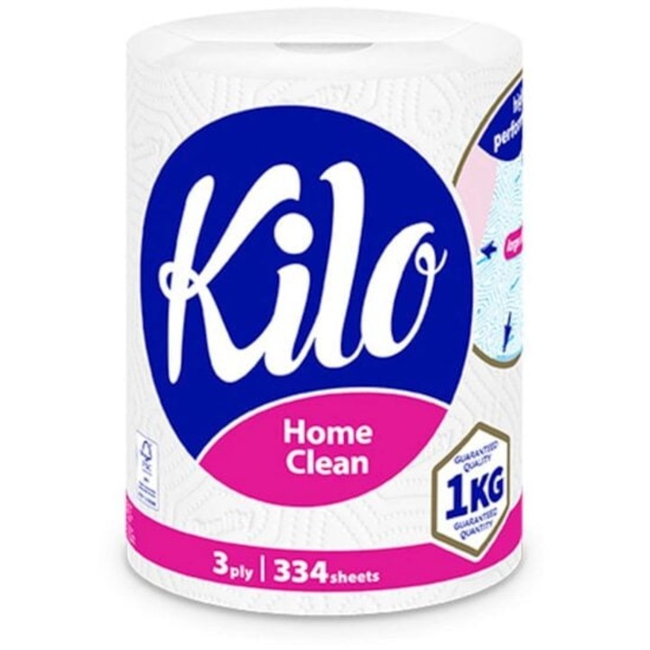 Prosop Hartie Profesional Kilo Home Clean, 3 Straturi, 334 Foi, Alb
