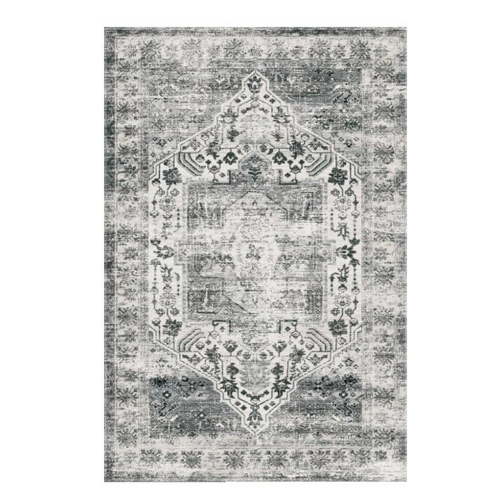 Vintage keleti szőnyeg, futószőnyeg 80x150 cm, mosógépben mosható, csúszásmentes, vékony bolyhos, szöszmentes, 100% poliészter, fekete