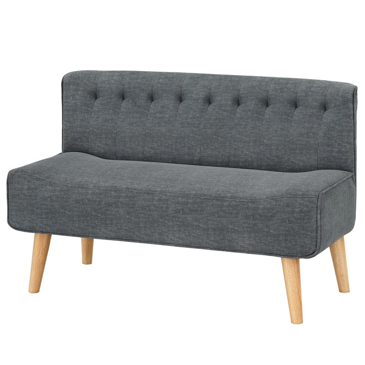 Canapea 2 locuri, Canapea extensibila, Tapiterie textil, Cadru din lemn, Umplutura din fibra, Design minimalist, Latime sub 200 cm, Gri inchis