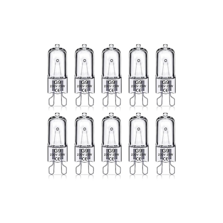 Halogén izzó G9 25W 230V, 10 db-os készlet, meleg fehér