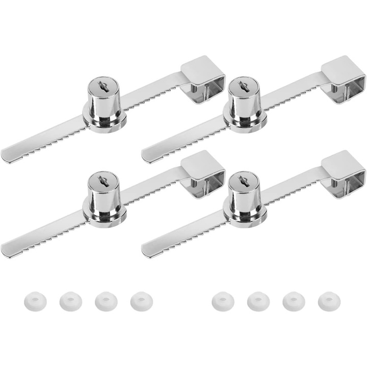 Incuietoare pentru vitrina, incuietoare pentru usi glisante din sticla cu 4 piese, pentru usi glisante din sticla cu grosimea de 5-8 mm, nu necesita gaurire, incuietoare pentru usi glisante din sticla pentru casa si afaceri