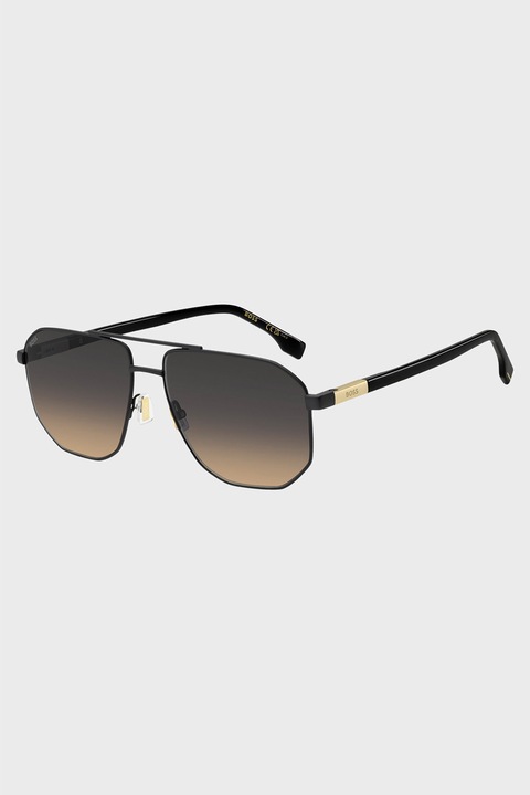 BOSS, Ochelari de soare aviator cu lentile in degrade, 59-15-145, Auriu/Negru stins