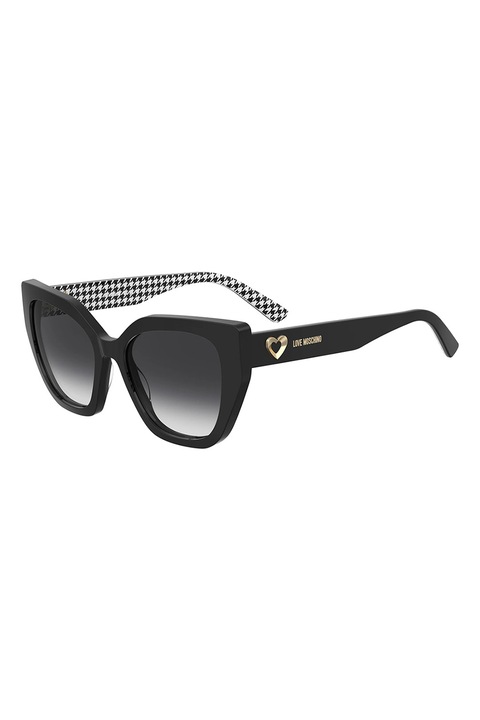 Love Moschino, Слънчеви очила Cat Eye с лого, 54-18-140, Черен въглерод