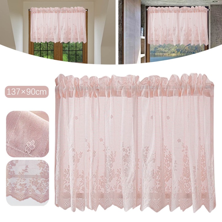 Perdea dantela, 35x54 inch, alb, 1 panel