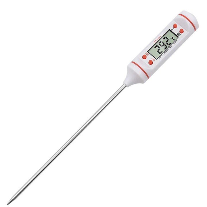 Termometru electronic bucatarie, sonda inox, afisaj LCD, gama temperatura -50-300C, 5.7inch, ABS