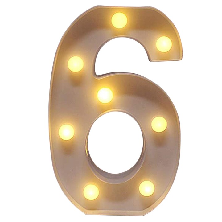 Litere luminoase LED alb cald, plastic, 12x22.5x4.5cm, alb