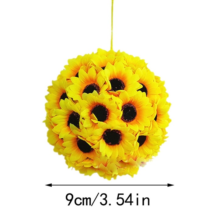Bila decorativa floarea-soarelui artificiala galbena 20x20cm