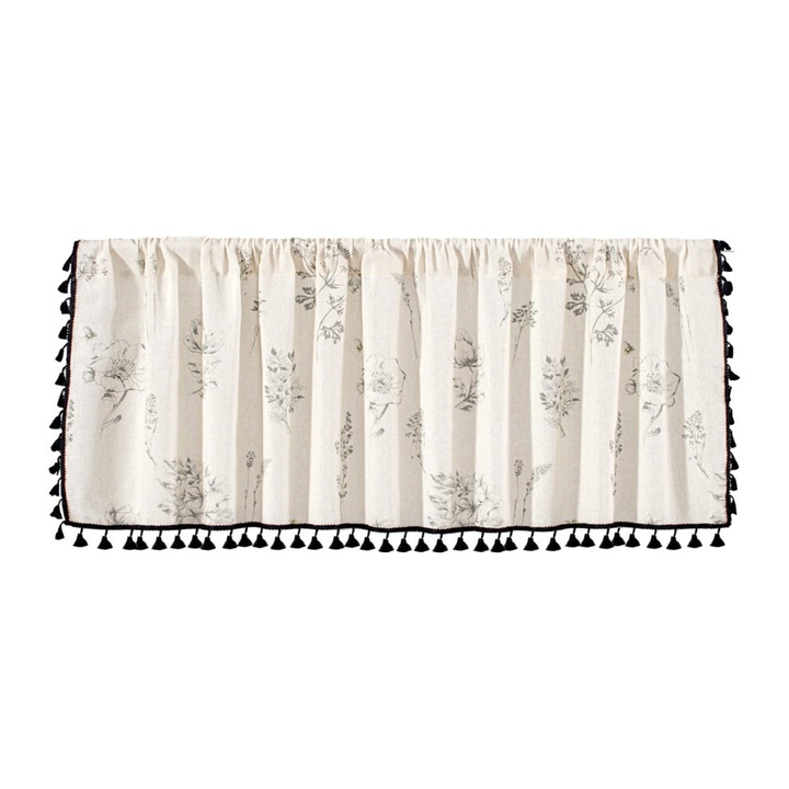 Perdea scurta pentru fereastra, bumbac in, bej, 150x45cm