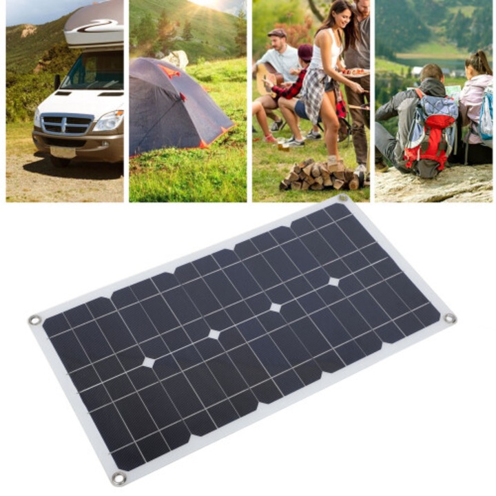 Kit panou solar 100W, controller 12V 24V 20A, rezistent apa, 51x28cm