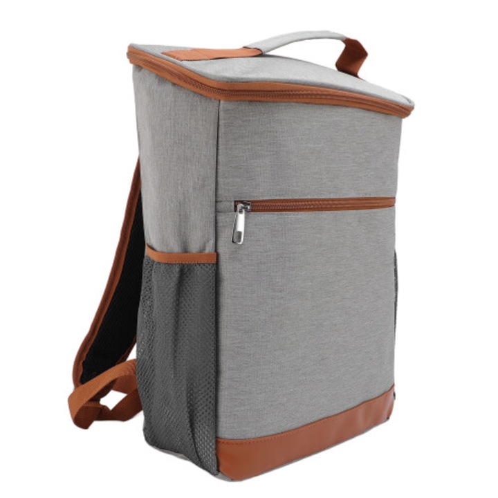 Rucsac termoizolant capacitate mare gri portocaliu 44x30x15cm