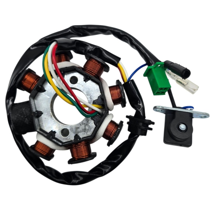 Magnetou Stator GY6 125cc - 150cc cu 8 Bobine si Senzor Scanteie, Alternator Scuter ATV 4T, 5 Fire, TM Motorcycle Parts GY6 125 GY6 150